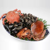 mariscada de mejillón, buey, centolla, percebe y nécora